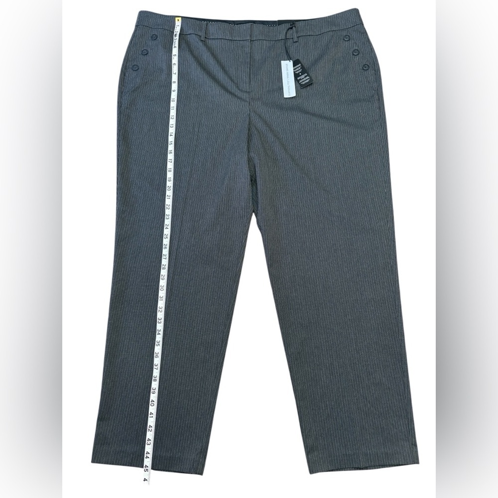 Penningtons, Pinstripe Dress Pants – Slightly Curvy Fit, Plus Size 28W, Gray - Picture 7 of 10